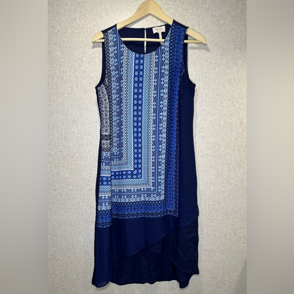 Laundry By Shelli Segal Navy Blue Sheath Dress Coastal Vacation Dress Size 10